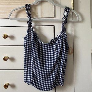 Reformation Navy and White Gingham Top